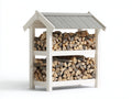 Kaminholzregal - Holz - 130 x 50 x 160 cm - Weiß-Grau - Moderner Landhausstil