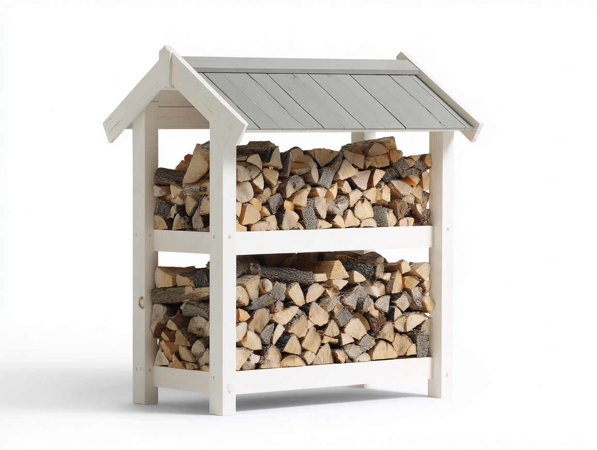 Kaminholzregal - Holz - 130 x 50 x 160 cm - Weiß-Grau - Moderner Landhausstil