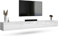 Planetmöbel West TV Schrank 280 cm - 2 TV Boards je 140 cm - Hängend oder stehend montierbar - Weißes Lowboard für moderne Wohnzimmer
