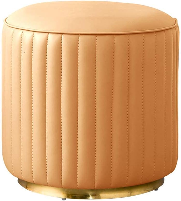 Gepolsterter Fußhocker - Braun mit vergoldetem Untergestell - Modernes dekoratives Design - Sitzhocker für Wohnzimmer und Schlafzimmer