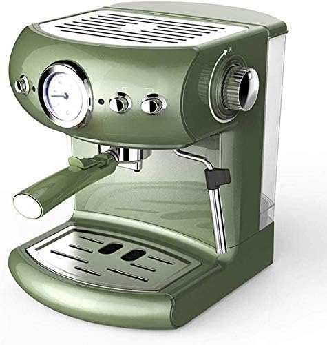 CUNTO TEmkin 19 bar Espressomaschine - 960W mit 1,5 l Wassertank und 220V - Halbautomatische Pumpe mit Druckanzeige - Doppelte Temperaturkontrolle im grünen Retro Design