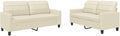 vidaXL Sofagarnitur zweiteilig - Cremefarbenes Kunstleder mit Kissen - 2 Sitzplätze mit Armlehnen - Modernes Couch Set für das Wohnzimmer