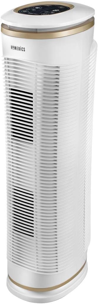 HoMedics AT PET02A EU Turm Luftreiniger - HEPA Filter gegen Pollen Bakterien Rauch und Gerüche - Für große Räume mit Nachtmodus - Entfernt bis zu 99 Prozent Allergene