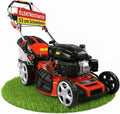 HECHT 5 in 1 Benzin Rasenmäher 6 PS - 4,4 kW 4 Takt Eco Motor mit Elektrostart - 53 cm Schnittbreite 75 L Fangkorb - Radantrieb und Mulchfunktion