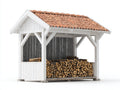 Kaminholzregal - Holz-Ton - 238x88x191 cm - Weiß-Rot-Grau - Landhausstil