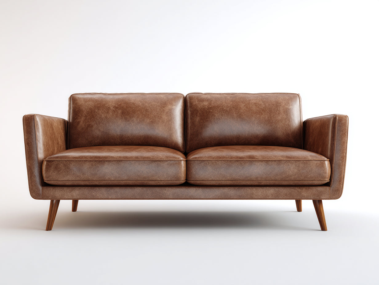 Zweisitzer Sofa - Leder - 190 x 85 x 81 cm - Braun - Modern