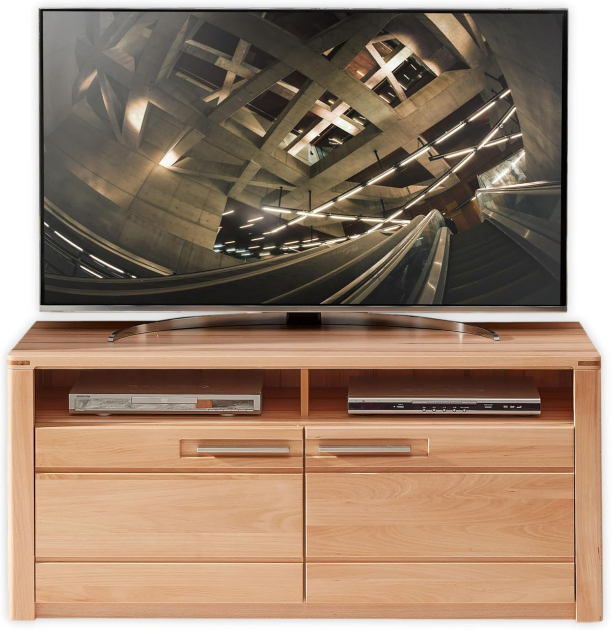 NATURE ONE TV Lowboard - Kernbuche teil massiv mit viel Stauraum - Buchenholz und Holzwerkstoff für das Wohnzimmer - 131 x 58 x 45 cm