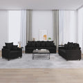 Brokky Sofagarnitur 3-teilig - Schwarzer Samt mit passenden Kissen - Rustikale Wohnzimmer Sitzgruppe - Hauptelement 198 x 77 x 80 cm