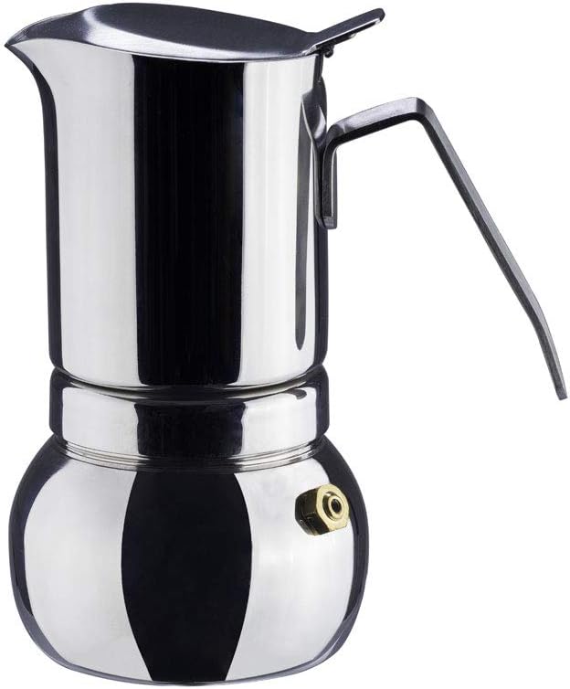 Debut Edelstahl Mokkakanne - Espressokocher für 6 Tassen mit 10 Unzen Kapazität - Silberne Greca Kaffeemaschine für kräftigen Mokka - Für Herd und Kaffeegenuss zu Hause