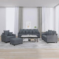 Sofagarnitur 4-teilig - Dunkelgrauer Samt mit passenden Kissen - Modernes Couch Set zum Plaudern und Entspannen - Hauptelement 198 x 77 x 80 cm