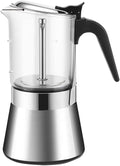 Kaffeepresse aus Glas und Edelstahl - 360 ml für Kaffee und Espresso - Klassische Perkolator Bauweise mit Kessel - Kompakte Kaffeekanne für Zuhause und manuelle Zubereitung