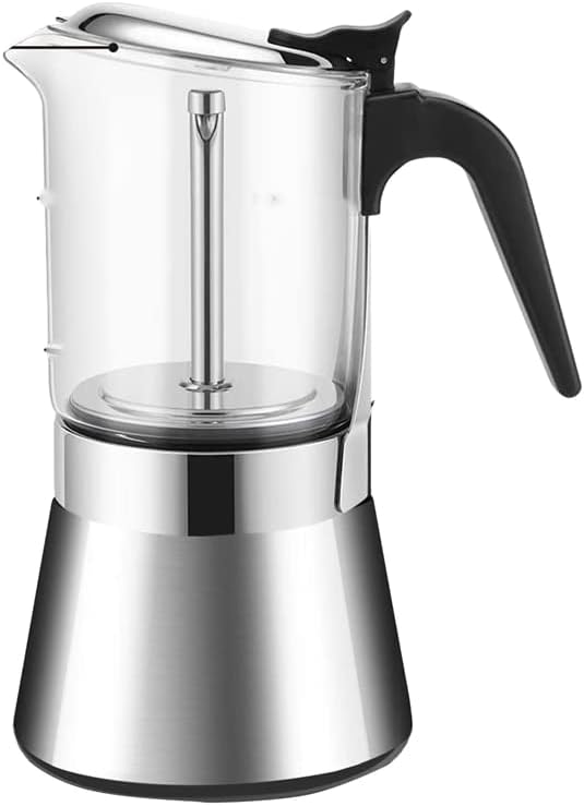 Kaffeepresse aus Glas und Edelstahl - 360 ml für Kaffee und Espresso - Klassische Perkolator Bauweise mit Kessel - Kompakte Kaffeekanne für Zuhause und manuelle Zubereitung