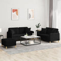Dreiteilige Sofagarnitur aus Stoff - Schwarz im modernen Design - Couch Set zum Entspannen Plaudern und Fernsehen - Für das Wohnzimmer