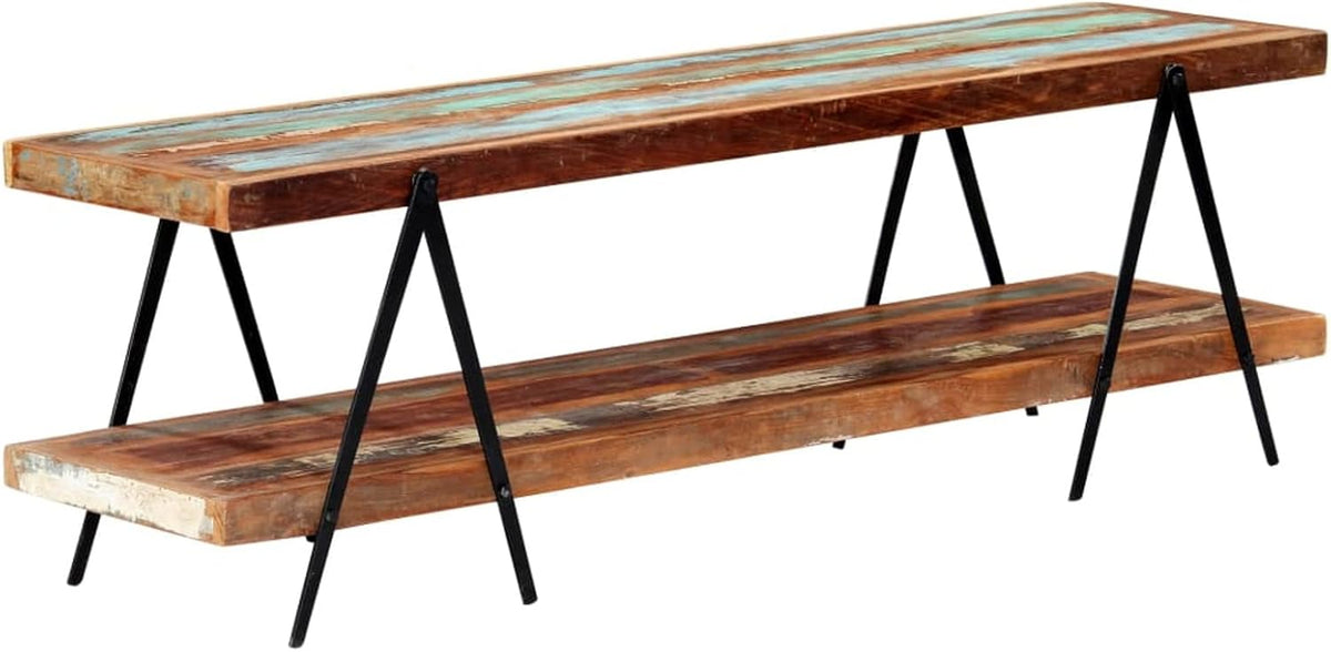 MOONAIRY TV Schrank 160 cm - Fernsehkommode und Phonomöbel aus massivem Altholz - Rechteckiges TV Board für Mediengeräte - Für Wohnzimmer und Schlafzimmer
