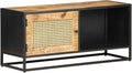 Catherinol TV Lowboard 90 cm - Raues Mangoholz mit Wiener Geflecht - Rechteckiger Fernsehtisch für Medien und Wohnbereich - 90 x 40 x 30 cm ohne Montage