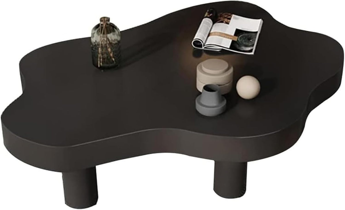Wolkenförmiger Couchtisch aus Massivholz - Schwarzer Sofatisch mit organischer Form - Kompaktes Design für kleine Räume - 70 x 45 x 40 cm für Wohn und Schlafzimmer