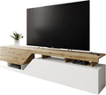 Mirjan24 Nesezi 200 TV Lowboard - 2 Klappen und Türen mit griffloser Öffnung - Weiß Wotan als modernes Sideboard - TV Board für Wohnzimmer und Medienbereich