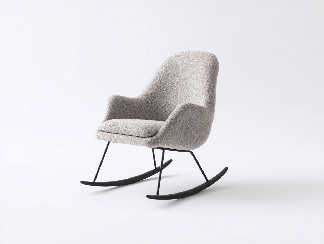 Schaukelstühle-Bouclé-Stoff-Metall-88x73x89 cm-Hellgrau-Minimalistisch
