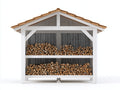Kaminholzregal-Holz-265x84x222 cm-Weiß-Natur-Rustikales Design