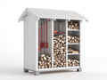 Kaminholzregal - Massivholz - 168x76x190 cm - Weiß - Landhausstil