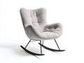 Schaukelstühle-Bouclé-Stoff-Metall-Holz-97x83x102 cm-Hellgrau-Modern