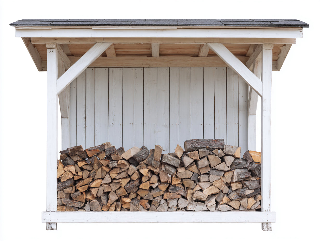 Kaminholzregal - Holz - 195 x 65 x 165 cm - Weiß-Grau-Natur - Rustikaler Landhausstil