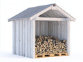 Kaminholzregal - Holz - 185x92x188 cm - Weiß-Natur - Überdachtes Gartendesign