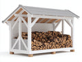 Kaminholzregal Massivholz 220x90x185 cm - Weiß-Grau-Naturholz - Großes Überdachtes Outdoor Design