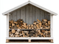 Kaminholzregal-Holz-225x85x195 cm-Weiß-Natur-Rustikales Design