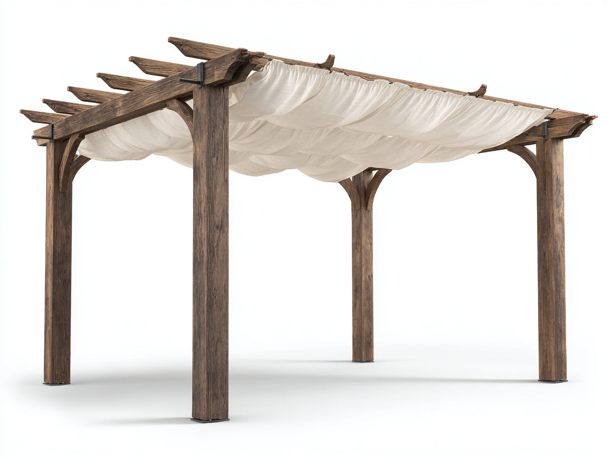 Pavillon Holz 300x300x250 cm - braun-cremeweiß - modernes Garten Design