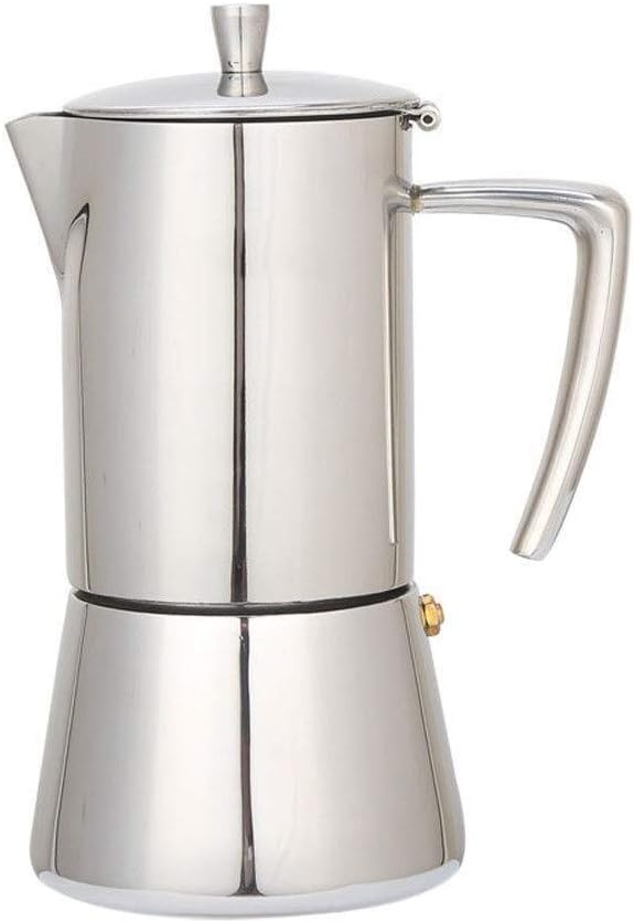 Kaffeekanne 300 ml aus Edelstahl - Für bis zu 6 Tassen Mokka und Espresso - Breiter Boden für Gas und Elektroherd - Herdkanne für Kaffee Tee und heißes Wasser zu Hause