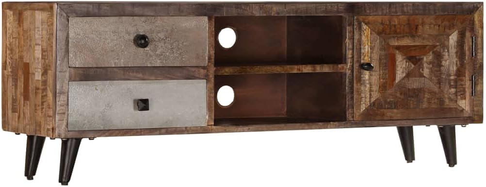 Catherinol TV Lowboard 118 cm - Fernsehtisch und Phonomöbel aus massivem Mangoholz - Rechteckiges TV Board im modernen Stil - Für Wohnzimmer und Medienbereich