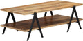 Couchtisch aus massivem Mangoholz - 115 x 60 x 40 cm mit 2 Ablagen und Stahlbeinen - Braun im modernen Vintage Design - Für Wohn und Schlafzimmer