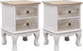 Nachttisch Set 2-teilig - Je zwei Schubladen und weiße Holzoptik - Paulownia Holz im modernen Retro Design - 35 x 50 x 30 cm für das Schlafzimmer
