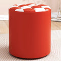 Runder Leder Fußhocker - 31 x 35 cm in Rot und Weiß - Gepolsterter Schuhwechselhocker - Für Wohnzimmer Schlafzimmer und Ankleidebereich