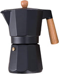 Espressokocher 90 ml für 3 Tassen - Manueller Coffee Maker aus Aluminium - Einfache Bedienung für Espresso zu Hause - Schwarz mit kompakter Kannenbauform