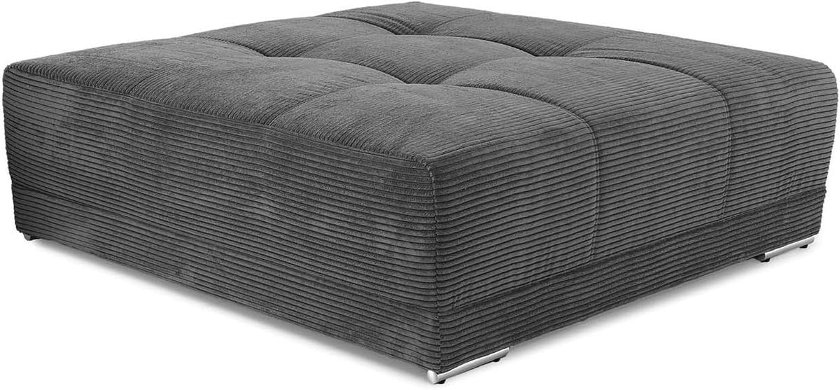 XXL Polsterhocker mit Federkern - 120 x 120 x 39 cm mit markanter Steppung - Cordbezug für Big Sofa 15171 - Große Fußablage im modernen klassischen Design
