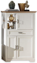 Stella Trading Stauraumelement Pinie Hell - LED Wohnzimmerschrank in Artisan Eiche Optik - Holzwerkstoff im Landhausstil mit viel Stauraum - 93 x 150 x 42 cm