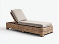 Sonnenliege-Rattan-Teakholz-196 x 72 x 68 cm-Naturbraun-Beige-Modernes Gartendesign
