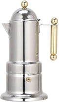 Tragbare Edelstahl Espressomaschine - 4 Tassen mit Sicherheitsventil - 50 ml Kapazität und Tastenbedienung - kompakter Kaffeebereiter für Barista Anwendungen
