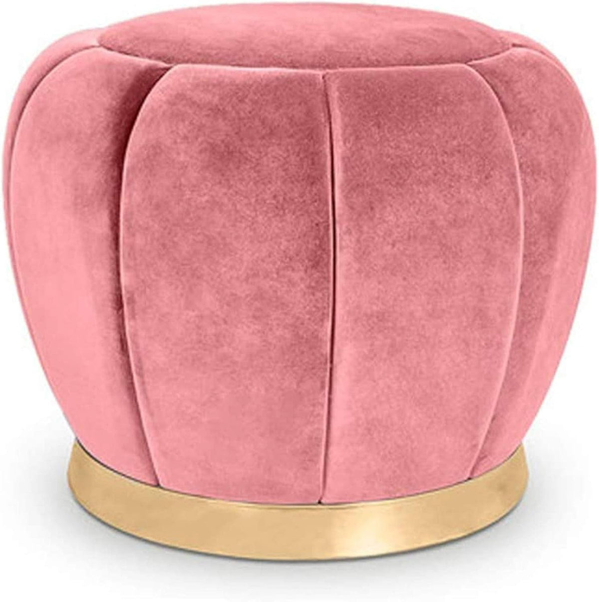Runder Stoffhocker - Rosa im minimalistischen Design - Kompakter Sitzhocker und Fußhocker - Für Zuhause Schlafzimmer und Umkleidezimmer