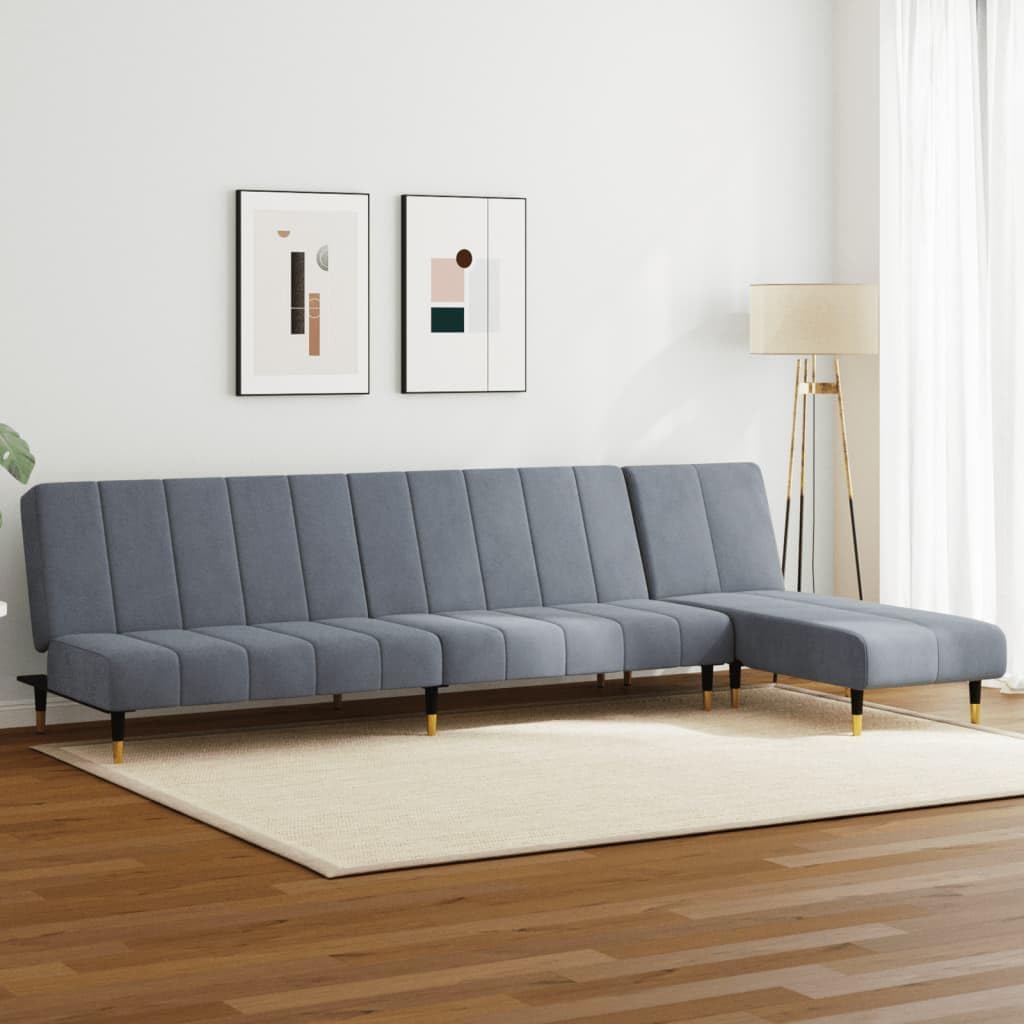 Zweiteilige Sofagarnitur aus Samt - Dunkelgrau im modernen Design - Couch Set zum Entspannen Plaudern und Fernsehen - Für das Wohnzimmer