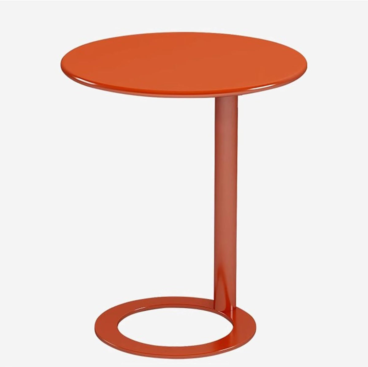 C förmiger Beistelltisch - Runde Tischfläche in Orange - Kompakter Podestsockel - Für kleine Wohnzimmer Schlafzimmer und Sofa