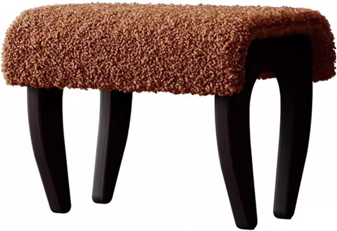 Massivholz Polsterhocker - Rechteckig mit Plüschpolsterung - Art Deco Sitzhocker und Fußablage - Für Sofa Schlafzimmer und Schminktisch