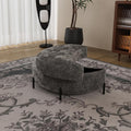 Halbmond Stauraumhocker mit Tablett - Grau aus Chenille mit gepolsterter Sitzfläche - Rechteckig mit 43 cm Sitzhöhe - Für Wohnzimmer Eingang und Flur