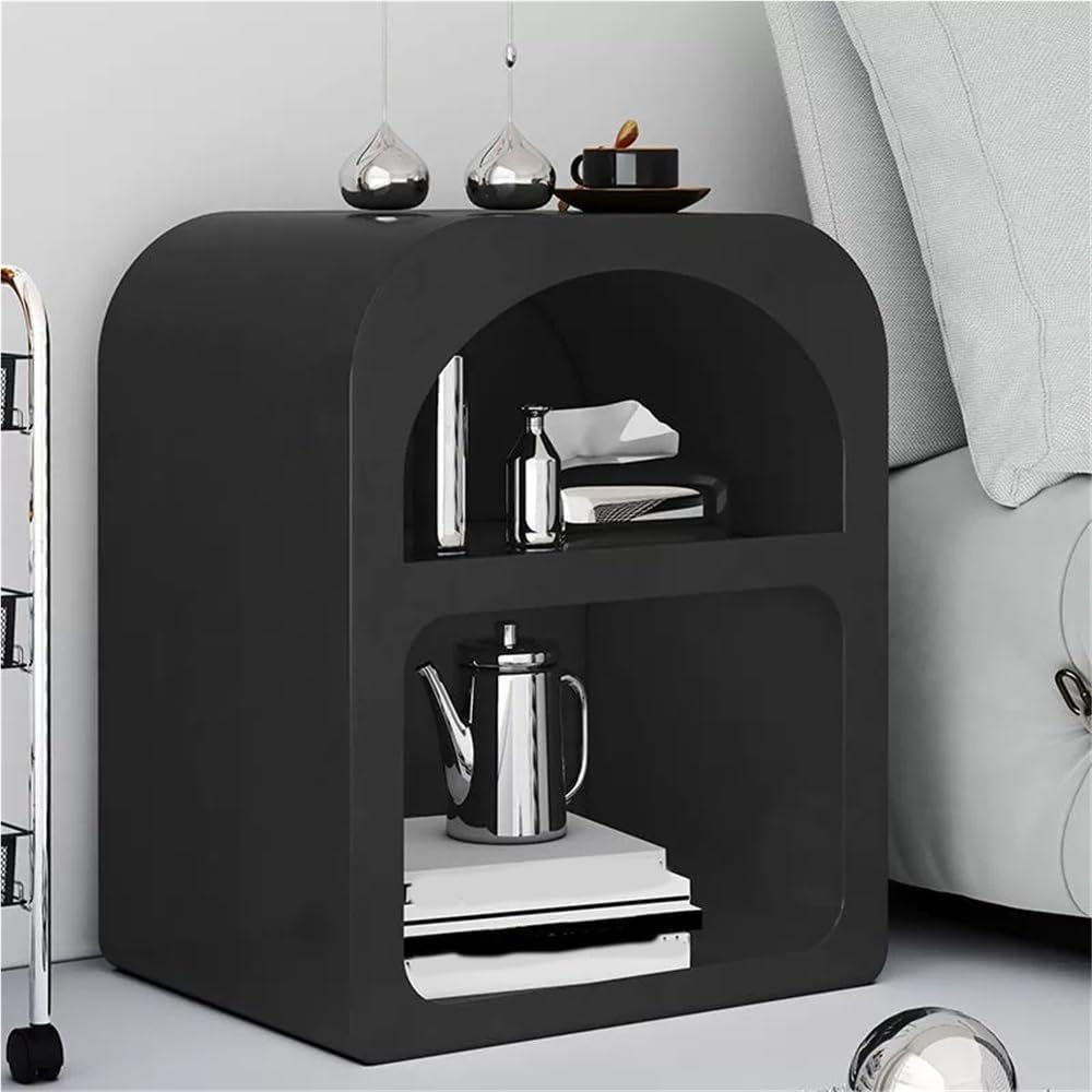 Moderner Nachttisch mit Stauraum - Kompakte Nachttischkommode in Schwarz - Mittelgroßer Mini Schrank - Für Schlafzimmer und Wohnzimmer