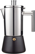 Mokka Espressokocher 300 ml - für Induktionsherd und Camping - Edelstahl Aluminium Glas Konstruktion - kompakte Kaffeekanne mit Timer für Zuhause Familie