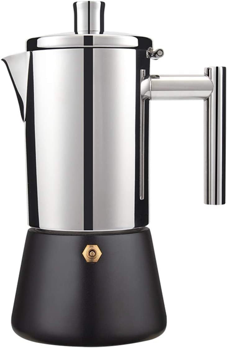 Mokka Espressokocher 300 ml - für Induktionsherd und Camping - Edelstahl Aluminium Glas Konstruktion - kompakte Kaffeekanne mit Timer für Zuhause Familie