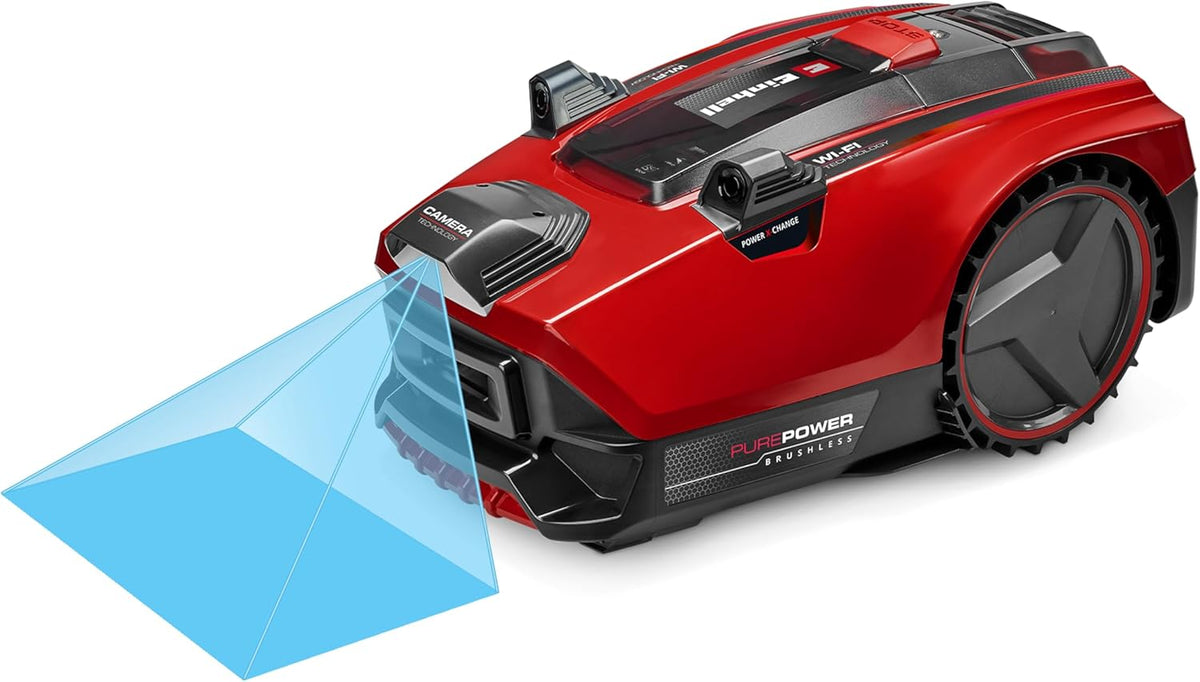 Einhell FREELEXO CAM Plus 600 Mähroboter - ohne Begrenzungsdraht für 600 m2 - Kamera WiFi und Brushless Motor - 18 V mit 4,0 Ah Akku bis 25 Prozent Steigung