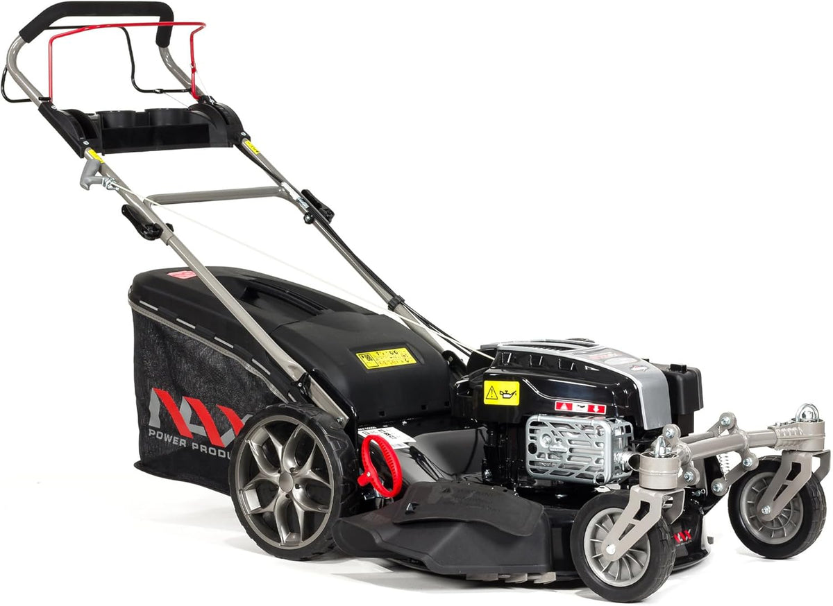 NAX Briggs Stratton 5000S Benzin Rasenmäher - 875Exi Motor mit 190 cm3 und ReadyStart - 56 cm Schnittbreite mit Radantrieb - 75 L Fangkorb Schwarz